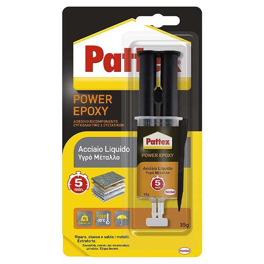 Pattex Power Epoxy Liquid Steel – 2-Component Metal-Colored Epoxy Adhesive for Metals &amp; More, 35g