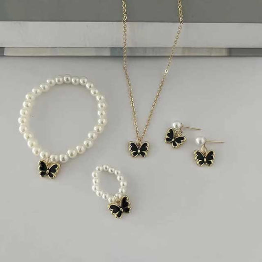 Pearl Butterfly Necklace & Delicate Bracelet for Women – Elegant Wedding Jewelry & Luxury Birthday Gift | Fashion Accessory for Special Occasions