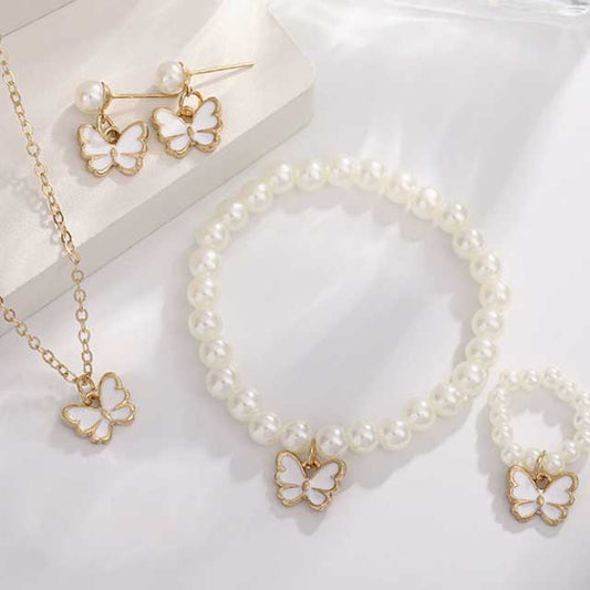 Pearl Butterfly Necklace & Delicate Bracelet for Women – Elegant Wedding Jewelry & Luxury Birthday Gift | Fashion Accessory for Special Occasions