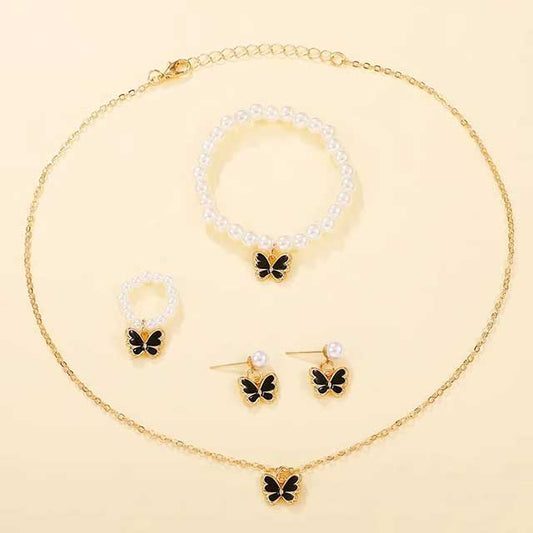 Pearl Butterfly Necklace & Delicate Bracelet for Women – Elegant Wedding Jewelry & Luxury Birthday Gift | Fashion Accessory for Special Occasions