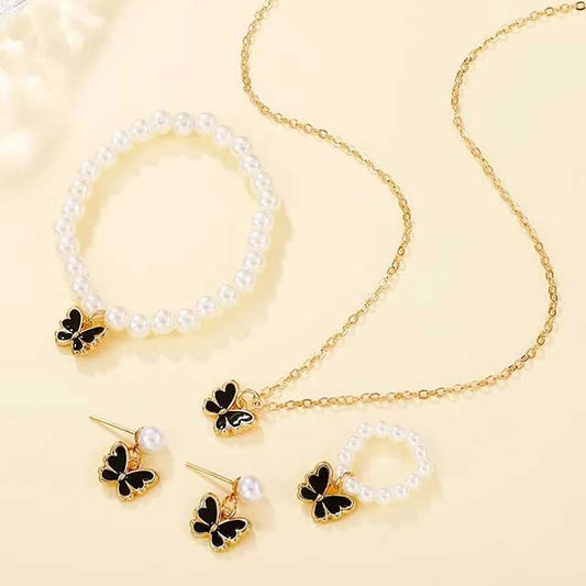 Pearl Butterfly Necklace & Delicate Bracelet for Women – Elegant Wedding Jewelry & Luxury Birthday Gift | Fashion Accessory for Special Occasions