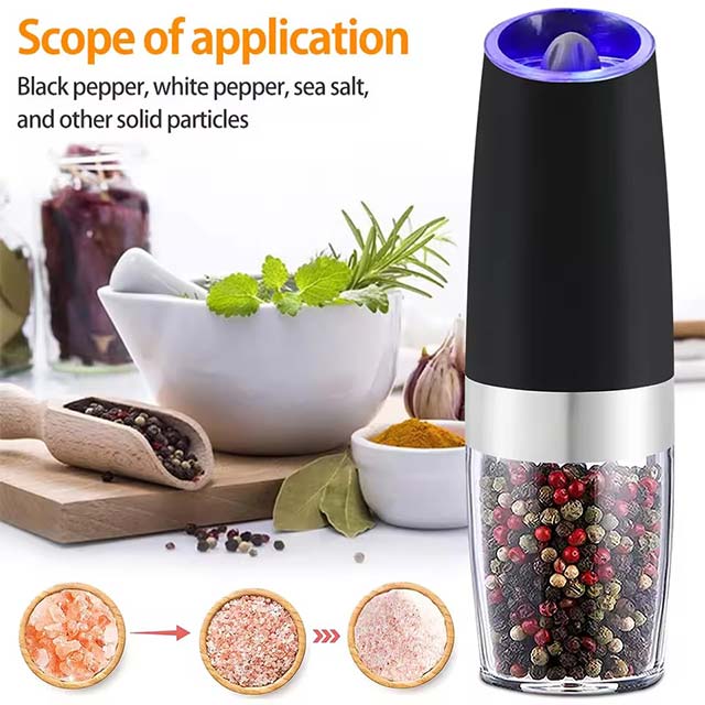 Stainless Steel Electric Pepper Grinder – Automatic Gravity Salt & Spice Mill for Easy Grinding