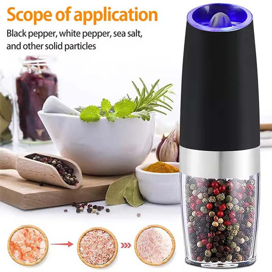 Stainless Steel Electric Pepper Grinder – Automatic Gravity Salt & Spice Mill for Easy Grinding