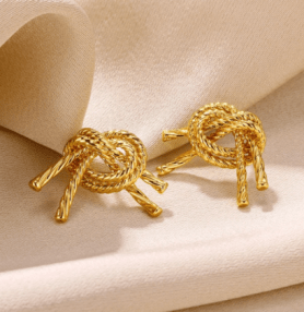 Gold Bow Stud Earrings for Women - Fashion Cute Jewelry | Piercing Ear Accessories