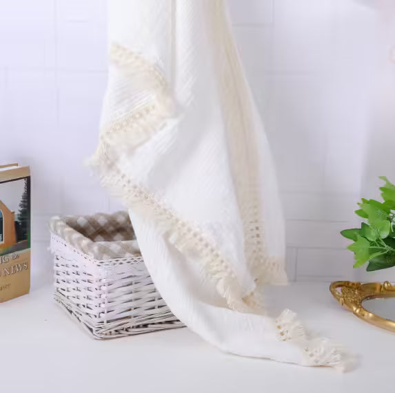 Cotton Muslin Swaddle Blankets for Newborns Tassel Receiving Blanket & Infant Sleeping Quilt | Soft Swaddle Wrap for Babies