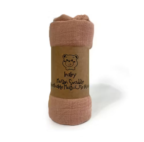 Elinfant Serviette de bain unie 100 % coton, 120 x 110 cm, couverture d'emmaillotage en mousseline double épaisseur pour nouveau-nés