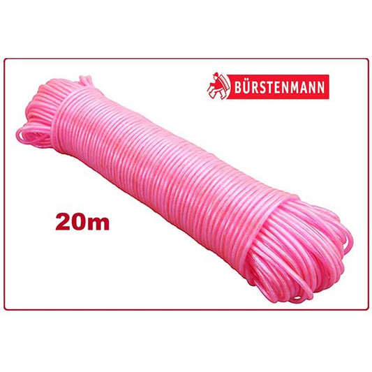 BÜRSTENMANN 20m Pink Washing Line with PP & Wire Core – Durable Outdoor Laundry Clothesline, One Size