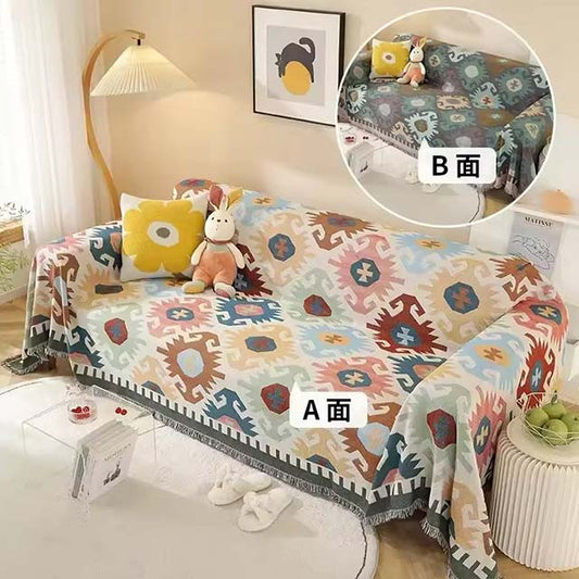 Plaid Blanket for Nordic and Boho Decor - Tassel Throw Blanket for Sofa, Bed, Picnic, and Summer Use