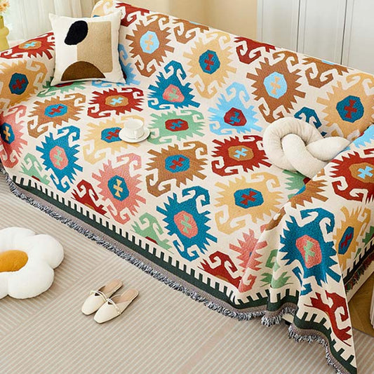 Plaid Blanket for Nordic and Boho Decor - Tassel Throw Blanket for Sofa, Bed, Picnic, and Summer Use