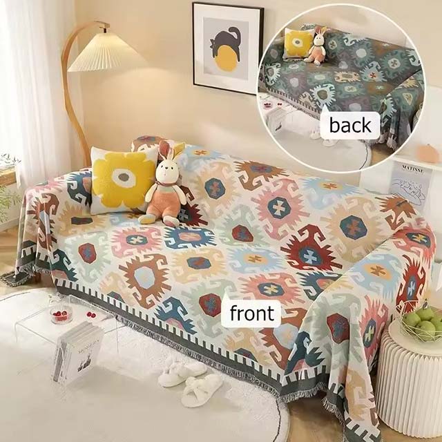 Plaid Blanket for Nordic and Boho Decor - Tassel Throw Blanket for Sofa, Bed, Picnic, and Summer Use