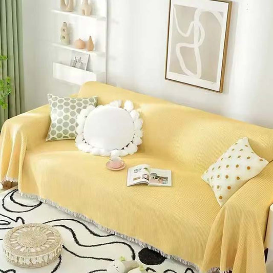 Plaid Blanket for Nordic and Boho Decor - Tassel Throw Blanket for Sofa, Bed, Picnic, and Summer Use