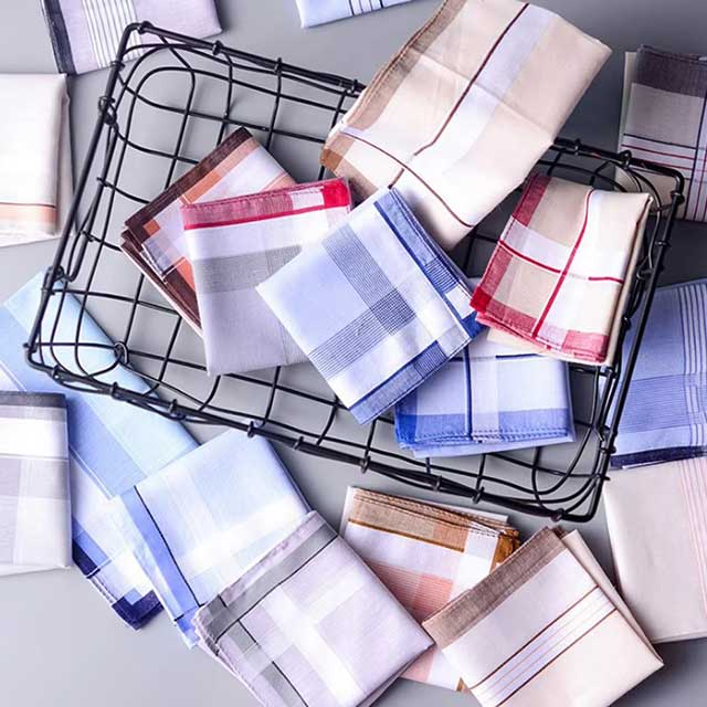 5Pcs Men’s Plaid & Stripe Cotton Handkerchiefs – Classic Vintage Pocket Towels for Wedding & Party
