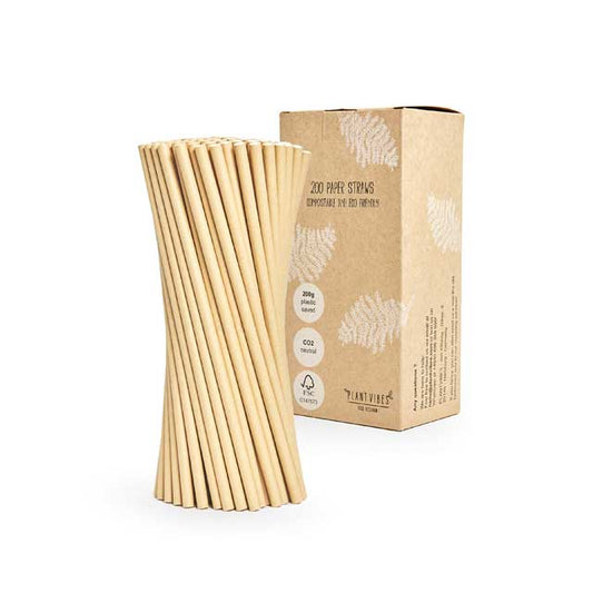 Plantvibes® Eco-Friendly Paper Straws – 100% Biodegradable Drinking Straws, Water Resistant &amp; Colourfast