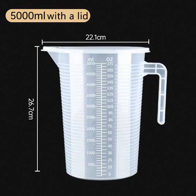 Plastic Measuring Cup with Lid – Large Capacity Transparent Graduated Beaker for Kitchen & Lab Use