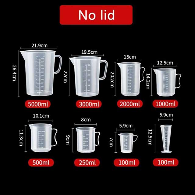 Plastic Measuring Cup with Lid – Large Capacity Transparent Graduated Beaker for Kitchen & Lab Use