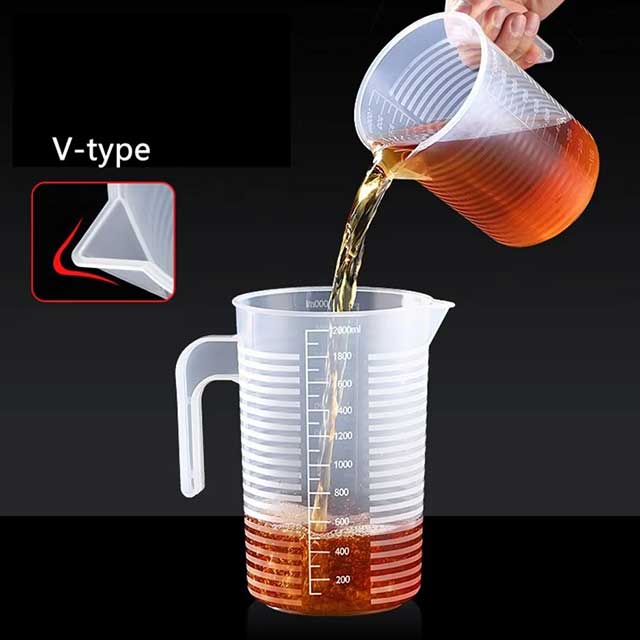 Plastic Measuring Cup with Lid – Large Capacity Transparent Graduated Beaker for Kitchen & Lab Use