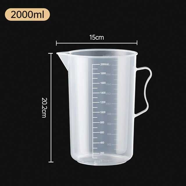 Plastic Measuring Cup with Lid – Large Capacity Transparent Graduated Beaker for Kitchen & Lab Use