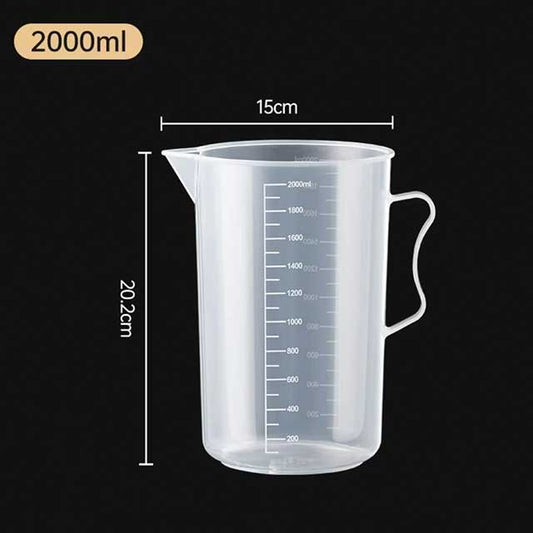 Plastic Measuring Cup with Lid – Large Capacity Transparent Graduated Beaker for Kitchen & Lab Use