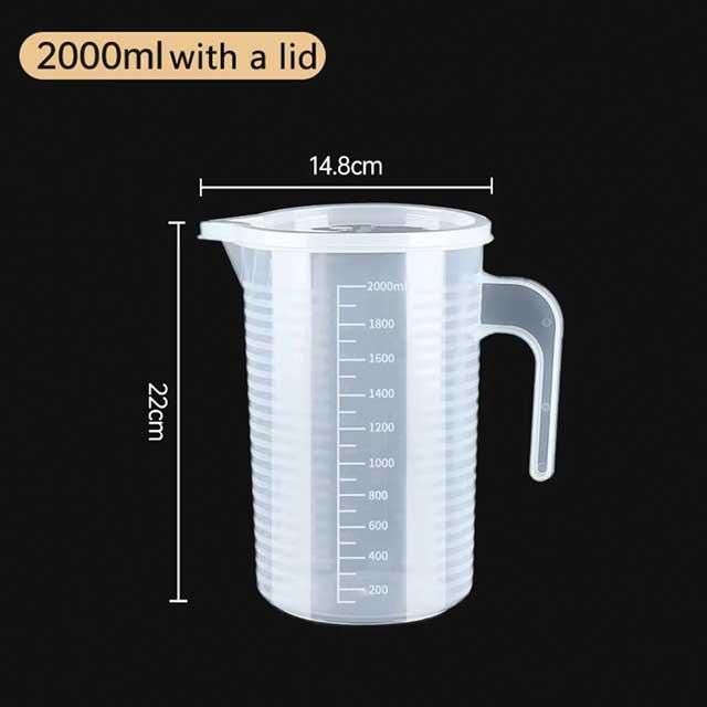 Plastic Measuring Cup with Lid – Large Capacity Transparent Graduated Beaker for Kitchen & Lab Use