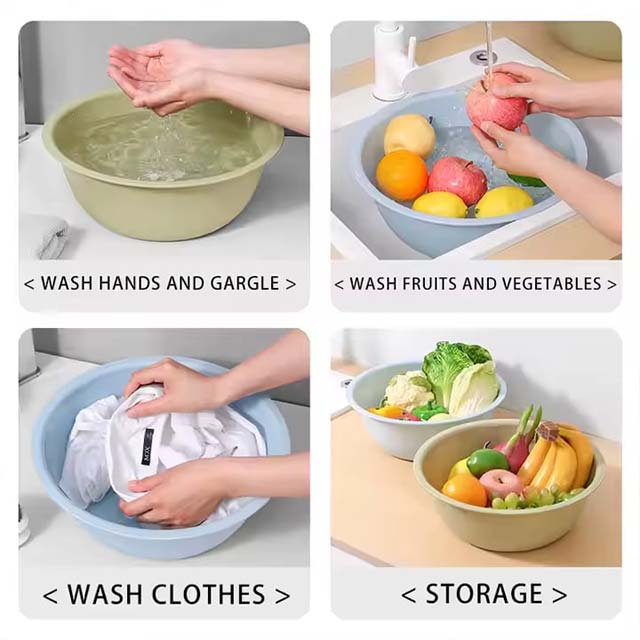 Plastic Round Wash Basin for Bathroom & Laundry – Durable Cleaning Tub for Washing Clothes