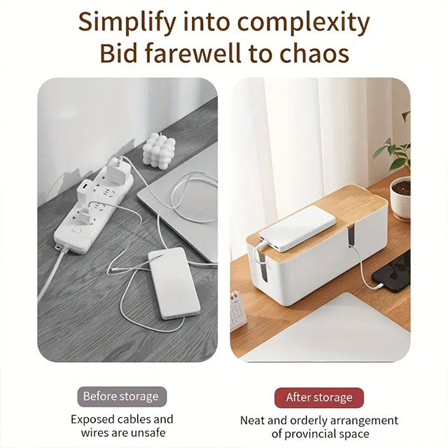 Plug-in Board Storage Box – Power Socket & Cable Organizer for Desk & Living Room | Wire Management & Charging Station