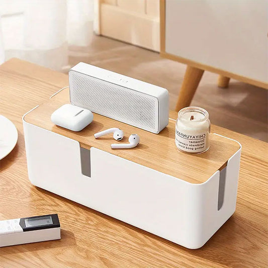 Plug-in Board Storage Box – Power Socket & Cable Organizer for Desk & Living Room | Wire Management & Charging Station