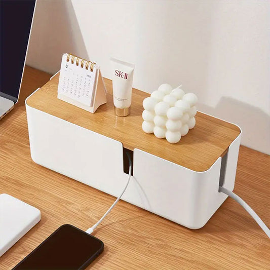 Plug-in Board Storage Box – Power Socket & Cable Organizer for Desk & Living Room | Wire Management & Charging Station