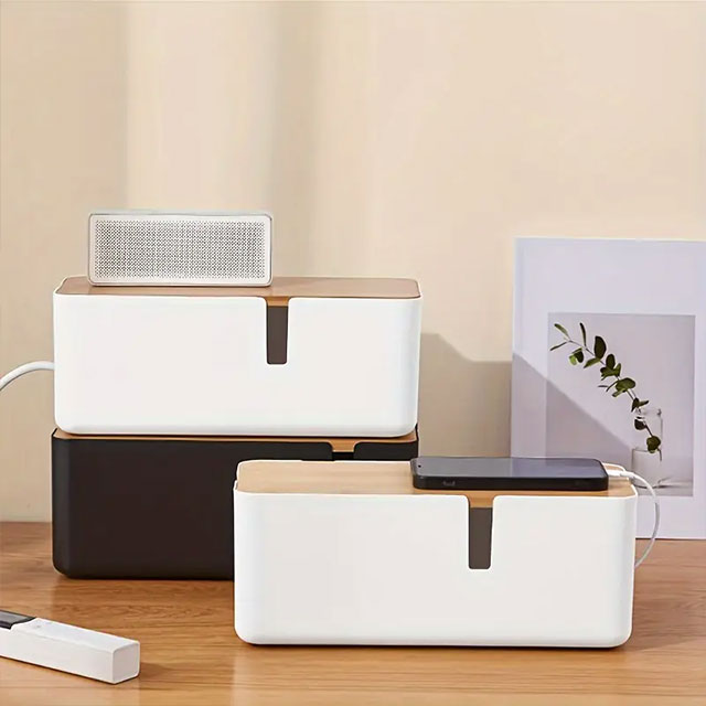 Plug-in Board Storage Box – Power Socket & Cable Organizer for Desk & Living Room | Wire Management & Charging Station