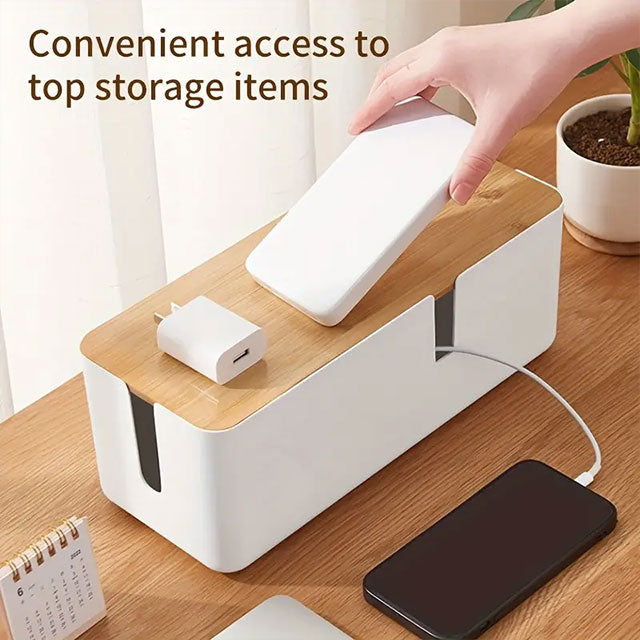 Plug-in Board Storage Box – Power Socket & Cable Organizer for Desk & Living Room | Wire Management & Charging Station