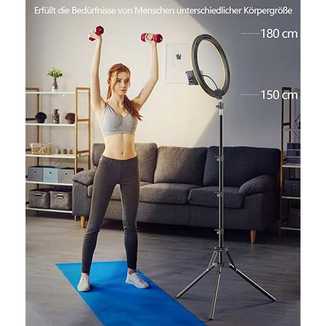 12.6 Inch Ring Light with 180cm Adjustable Tripod Stand – Pnitri Large Selfie Ring Light for Live Streaming, Makeup, YouTube, TikTok, and Photography