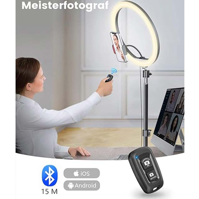 12.6 Inch Ring Light with 180cm Adjustable Tripod Stand – Pnitri Large Selfie Ring Light for Live Streaming, Makeup, YouTube, TikTok, and Photography