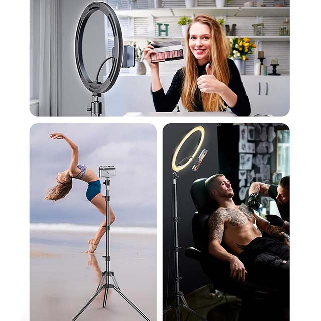 12.6 Inch Ring Light with 180cm Adjustable Tripod Stand – Pnitri Large Selfie Ring Light for Live Streaming, Makeup, YouTube, TikTok, and Photography