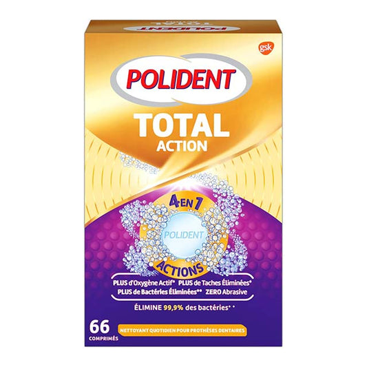Polident Dental Prosthetic Cleanser – Total Action for Partial &amp; Full Dentures, 66 Daily Tablets