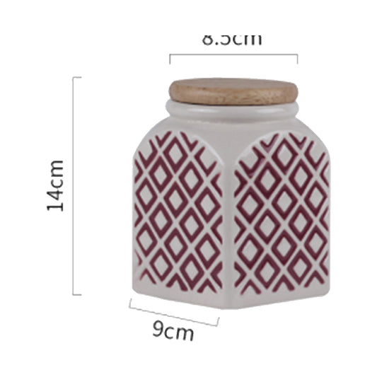 Pot en porcelaine avec couvercle en bois