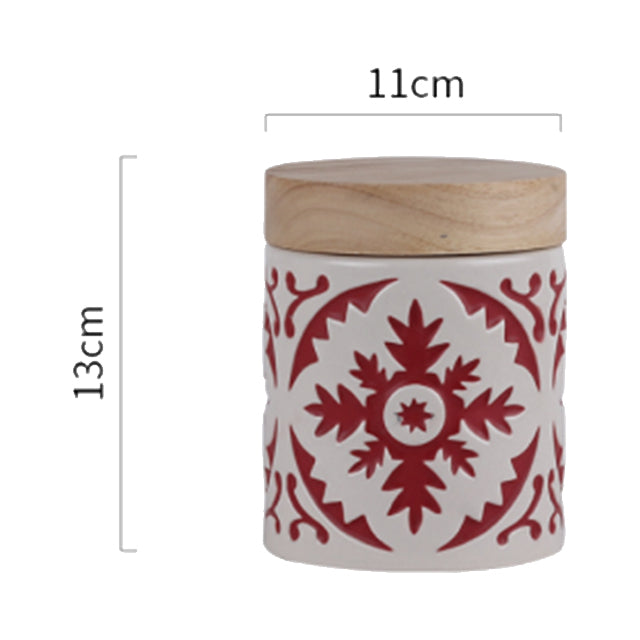 Porcelain jar with wood lid