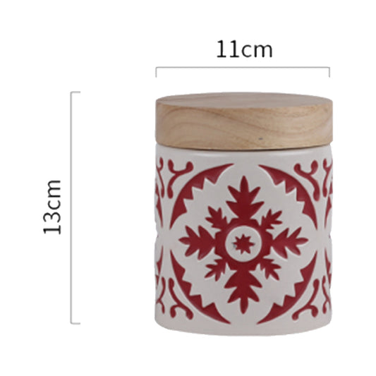 Pot en porcelaine avec couvercle en bois