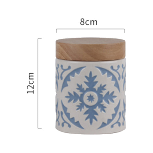Pot en porcelaine avec couvercle en bois