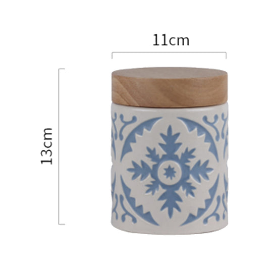 Pot en porcelaine avec couvercle en bois