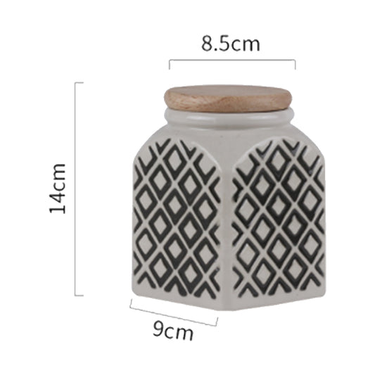 Pot en porcelaine avec couvercle en bois