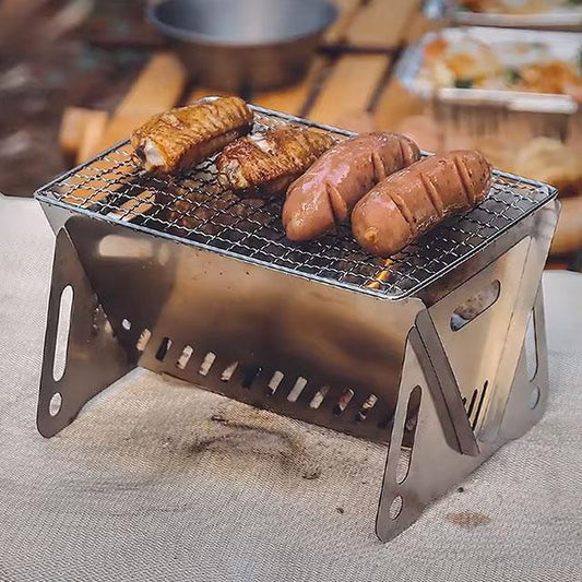 Portable Folding BBQ Grill & Firewood Stove – Multifunctional Stainless Steel Camping Grill Rack