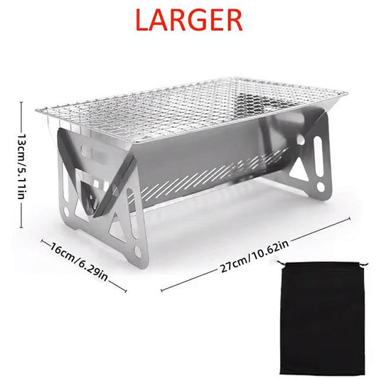 Portable Folding BBQ Grill & Firewood Stove – Multifunctional Stainless Steel Camping Grill Rack