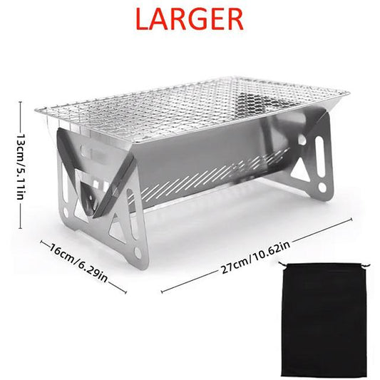 Portable Folding BBQ Grill & Firewood Stove – Multifunctional Stainless Steel Camping Grill Rack