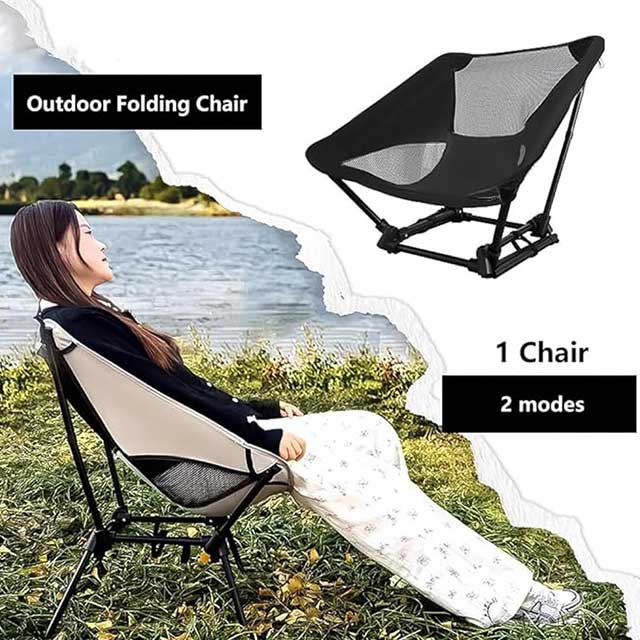 Portable Folding Fishing & Camping Chair – Lightweight Backpacking Stool with Side Pocket for Adults | Compact Travel Chair for Hiking & Beach