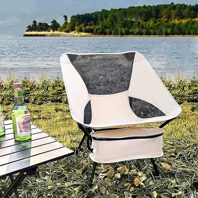 Portable Folding Fishing & Camping Chair – Lightweight Backpacking Stool with Side Pocket for Adults | Compact Travel Chair for Hiking & Beach