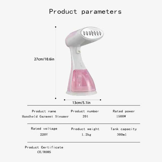 1500W Portable Garment Steamer Iron with 300ML Water Tank – Handheld Steam Cleaner for Clothes, Mite Removal & Home Use