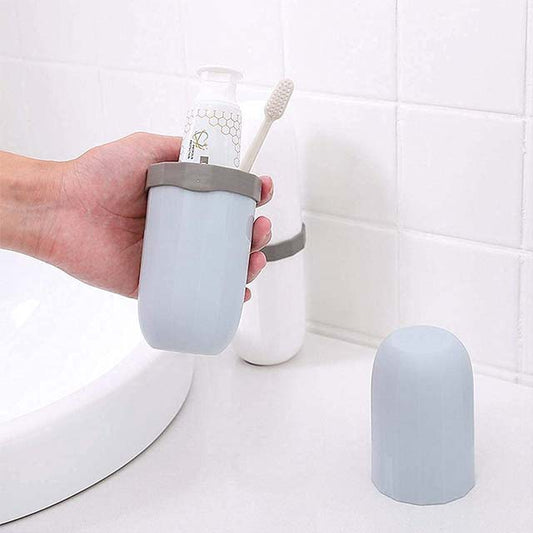 Portable Travel Toothbrush Holder &amp; Toothpaste Cup – Compact Plastic Dental Case for Travel, Hiking, Camping &amp; Home (1 Pc)
