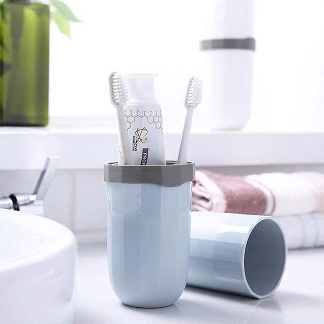 Portable Travel Toothbrush Holder &amp; Toothpaste Cup – Compact Plastic Dental Case for Travel, Hiking, Camping &amp; Home (1 Pc)