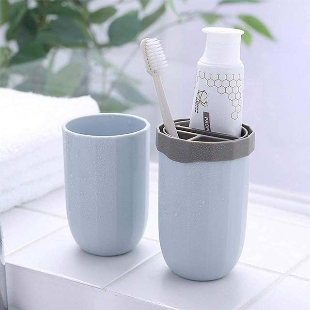 Portable Travel Toothbrush Holder &amp; Toothpaste Cup – Compact Plastic Dental Case for Travel, Hiking, Camping &amp; Home (1 Pc)