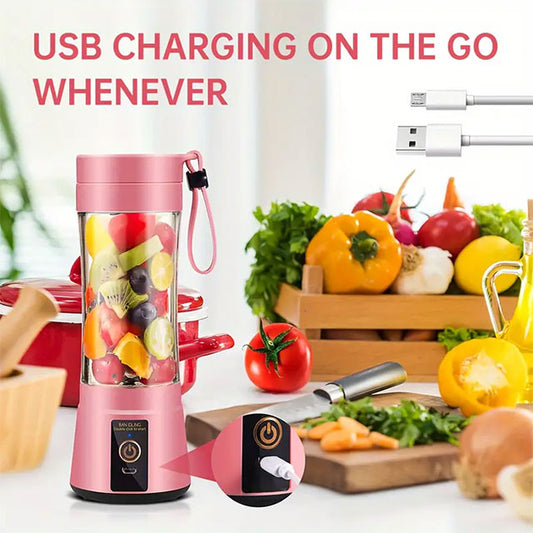 Portable USB Blender Cup – Mini Electric Juicer for Smoothies, Shakes & Juice – 12.85oz, 6-Blade, Rechargeable & Travel-Friendly