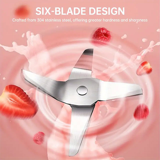 Portable USB Blender Cup – Mini Electric Juicer for Smoothies, Shakes & Juice – 12.85oz, 6-Blade, Rechargeable & Travel-Friendly